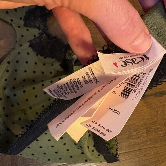 Victoria Secret Unlined Demi Green Polka Dot Mesh Bra - Picture 5 of 5